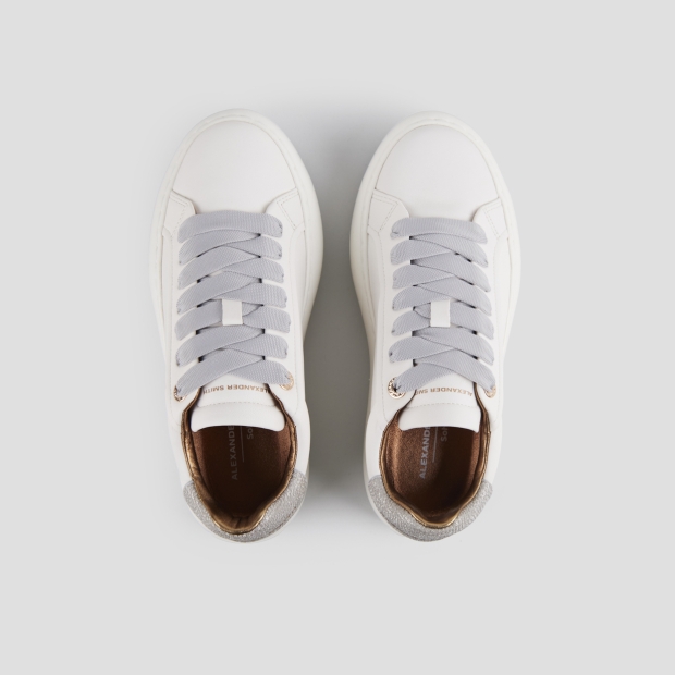 Sneakers Alexander Smith soho woman in white leather and silver glittered back - 6