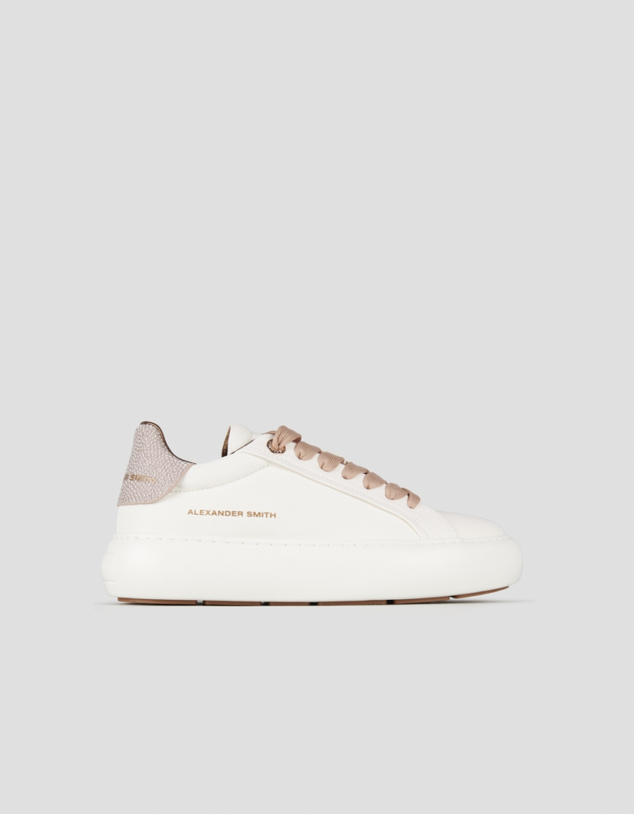Sneakers Alexander Smith soho woman in white leather and copper glittered back - 1