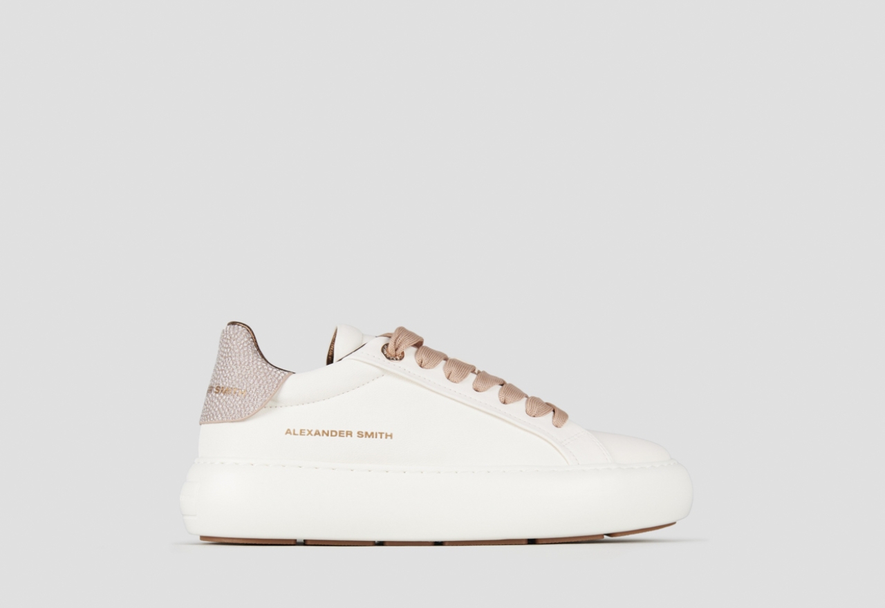 Sneakers Alexander Smith soho woman in white leather and copper glittered back - 1