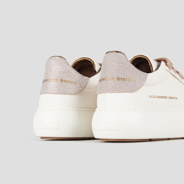 Sneakers Alexander Smith soho woman in white leather and copper glittered back - 5