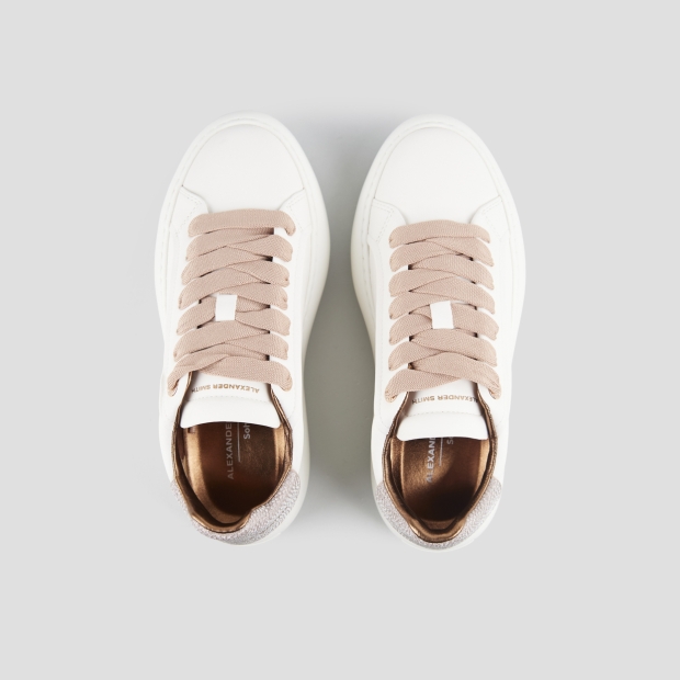 Sneakers Alexander Smith soho woman in white leather and copper glittered back - 6