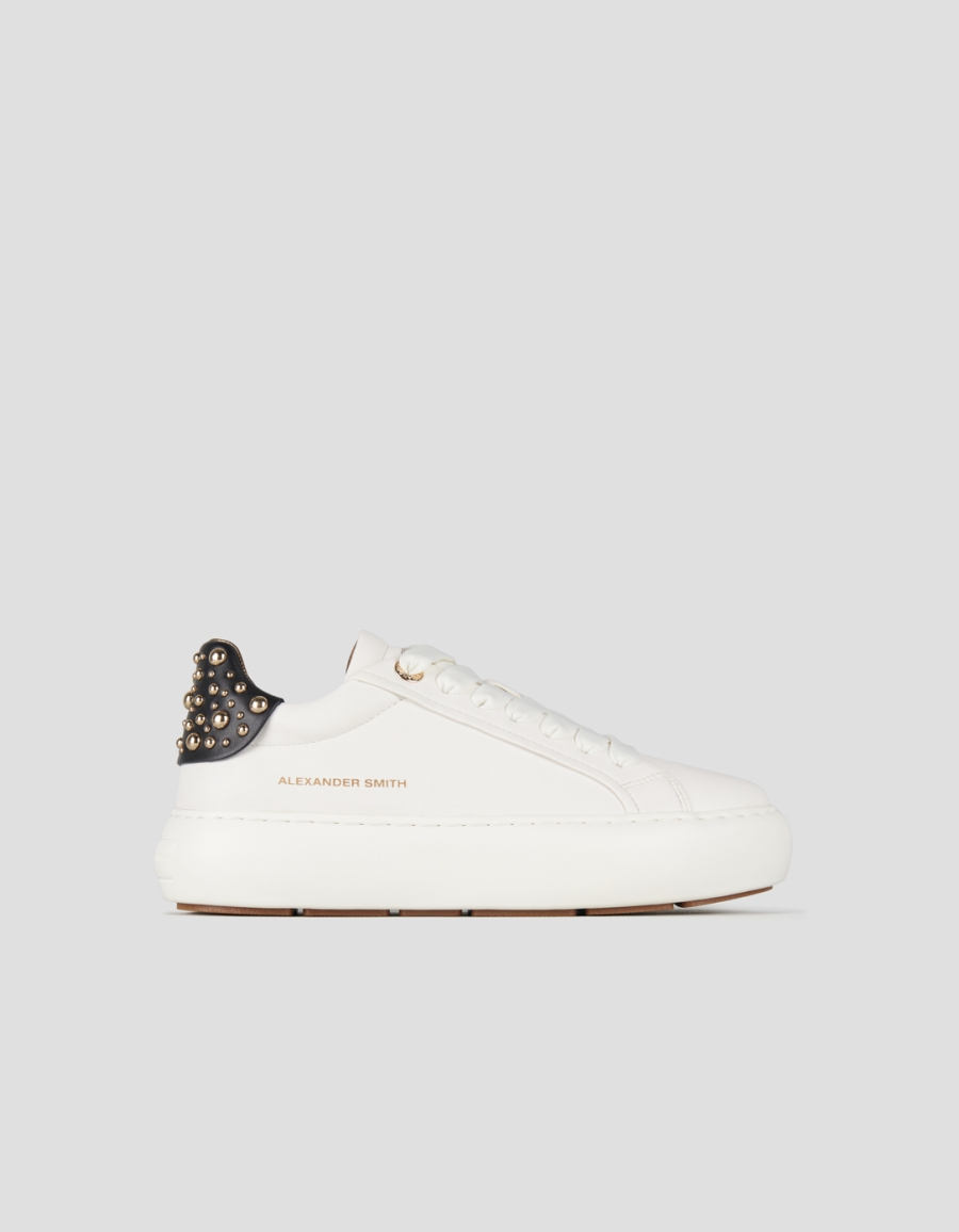 Sneakers Alexander Smith soho woman in white leather and black back with studs - 1