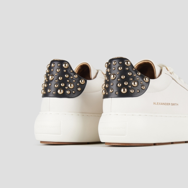 Sneakers Alexander Smith soho woman in white leather and black back with studs - 5
