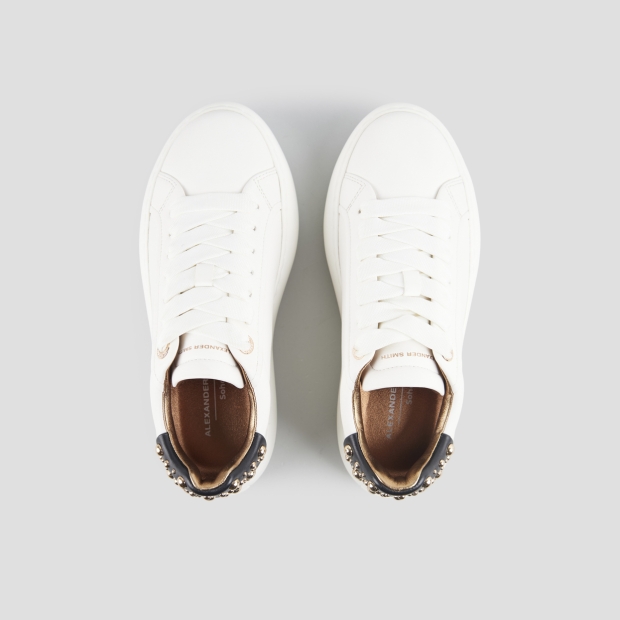 Sneakers Alexander Smith soho woman in white leather and black back with studs - 6