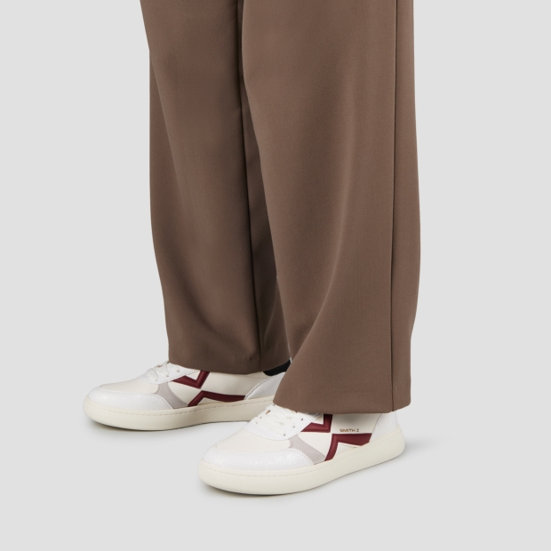 Sneakers Alexander Smith ocean man in white leather and cracklè details, red logo and black back - 2