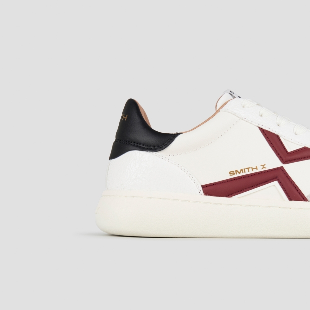 Sneakers Alexander Smith ocean man in white leather and cracklè details, red logo and black back - 3