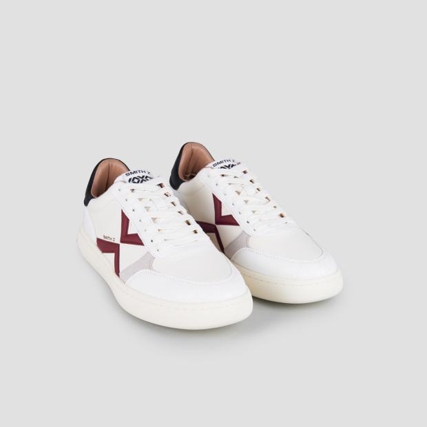 Sneakers Alexander Smith ocean man in white leather and cracklè details, red logo and black back - 4