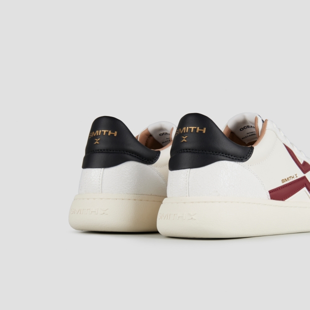 Sneakers Alexander Smith ocean man in white leather and cracklè details, red logo and black back - 5