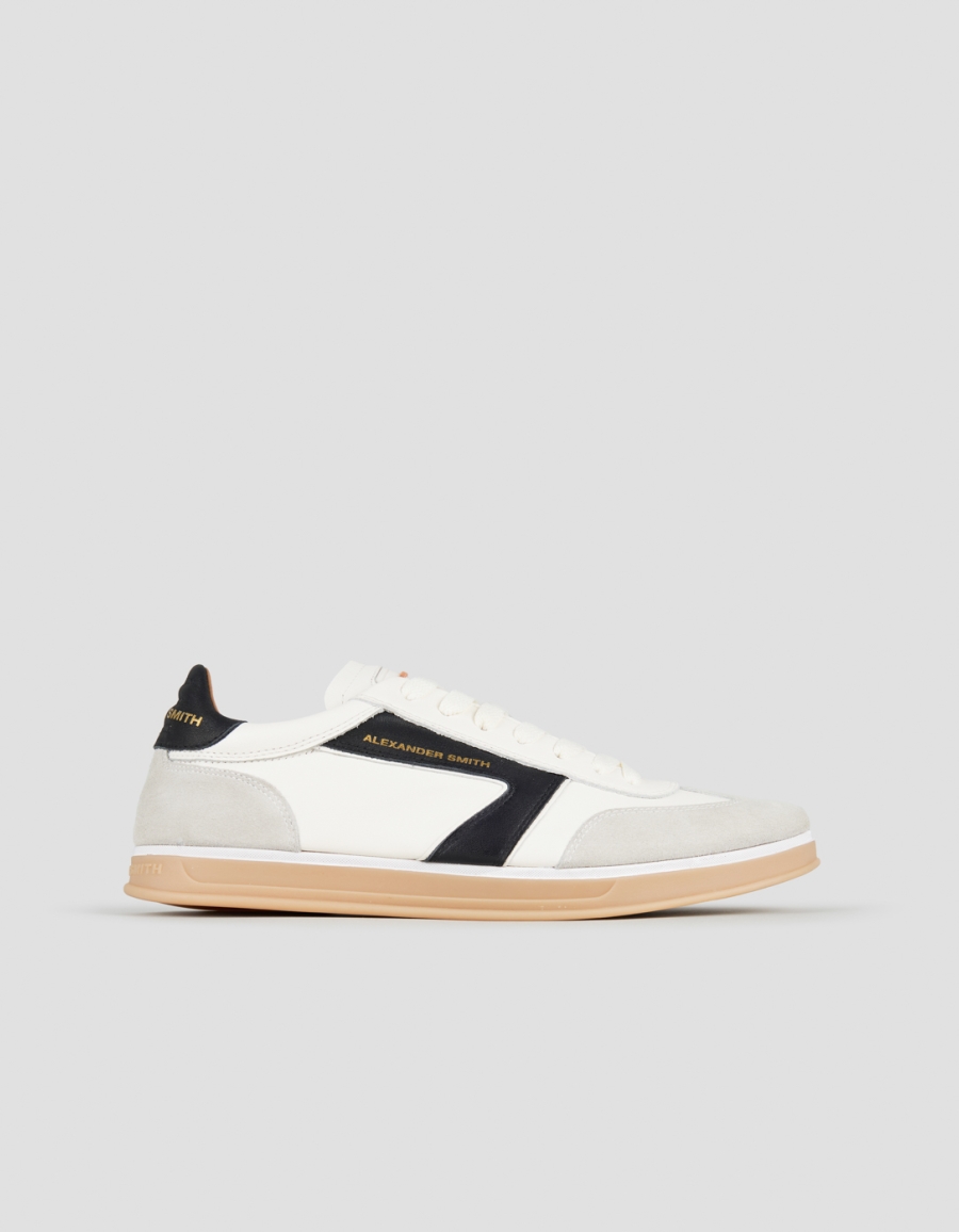Sneakers Alexander Smith thames man in white leather, grey suede and black logo - 1