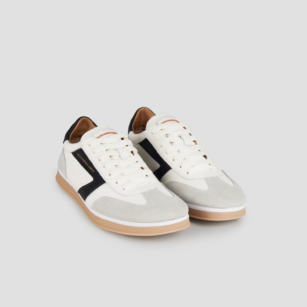 Sneakers Alexander Smith thames man in white leather, grey suede and black logo - 4