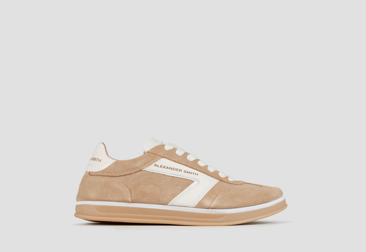 Sneakers Alexander Smith thames woman in ivory suede and logo in white leather - 1