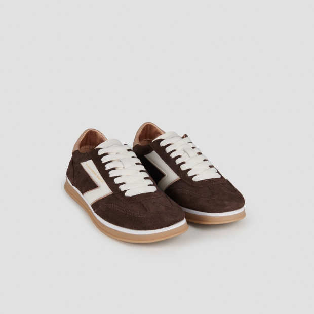 Sneakers Alexander Smith thames woman in brown suede and logo in white leather - 4