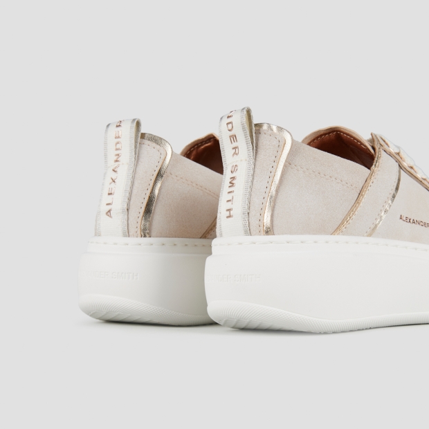 Sneakers Alexander Smith wembley high woman in beige bleached leather and ruched back - 5