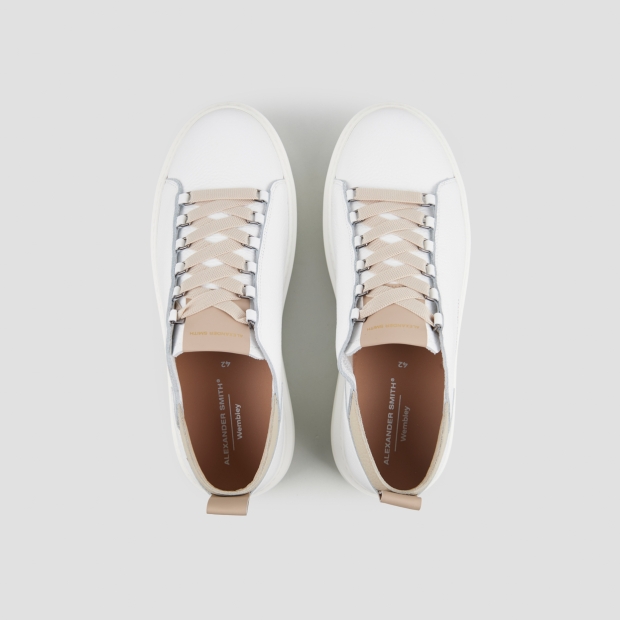 Sneakers Alexander Smith wembley man deconstructed in white tumbled leather and ivory details - 6