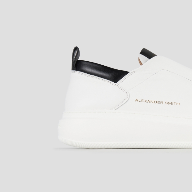 Sneakers Alexander Smith wembley slip-on man in white nappa leather and black details - 3