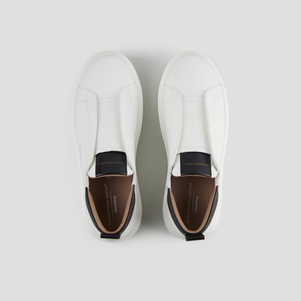 Sneakers Alexander Smith wembley slip-on man in white nappa leather and black details - 6