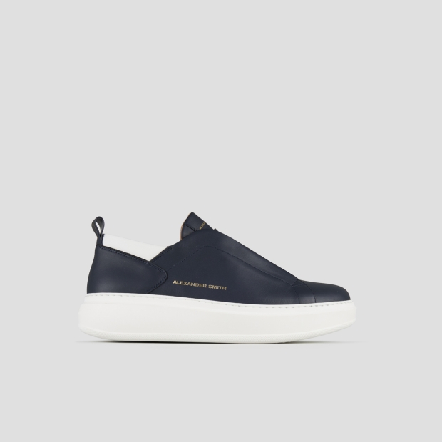 Sneakers Alexander Smith wembley slip-on man in blue nappa leather and white details - 1