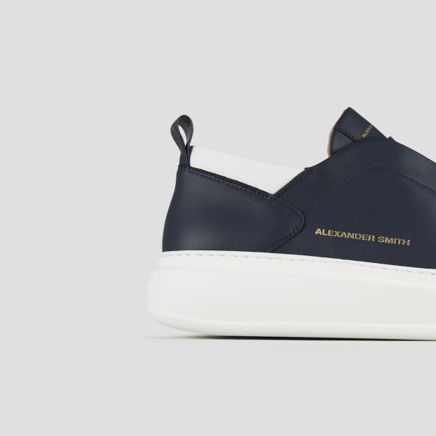 Sneakers Alexander Smith wembley slip-on man in blue nappa leather and white details - 3