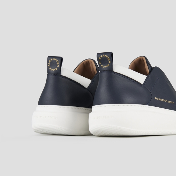 Sneakers Alexander Smith wembley slip-on man in blue nappa leather and white details - 5