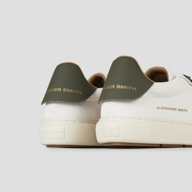 Sneakers Alexander Smith soho man in white nappa leather and military green leather back - 5