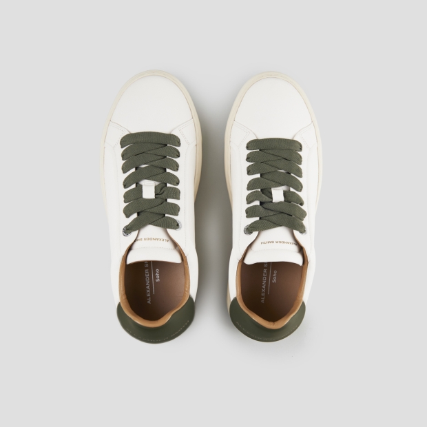 Sneakers Alexander Smith soho man in white nappa leather and military green leather back - 6
