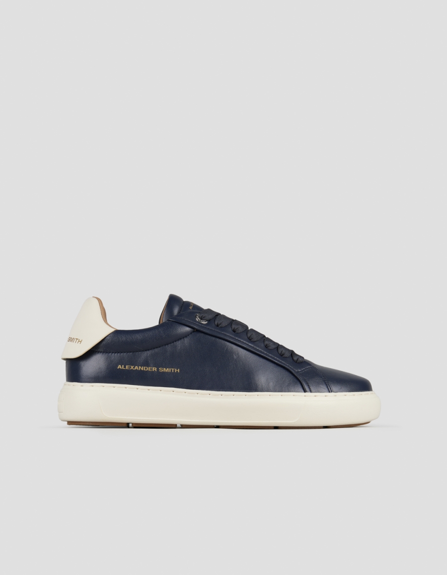 Sneakers Alexander Smith soho man in blue nappa leather and white leather back - 1