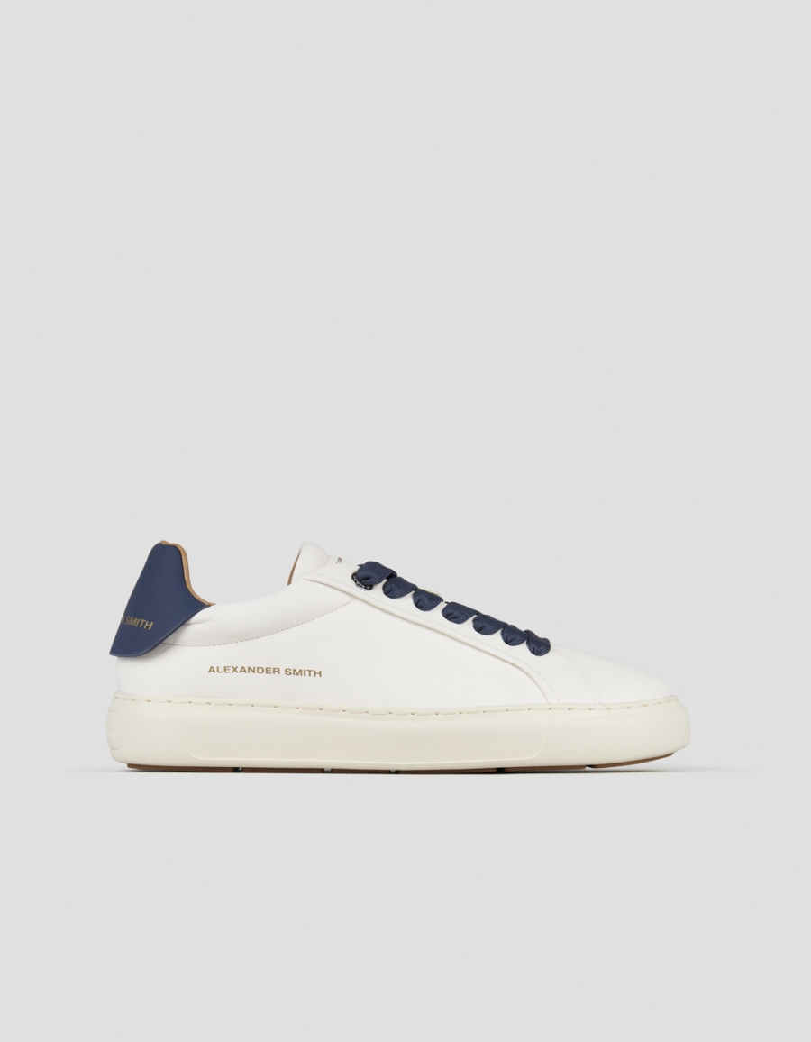 Sneakers Alexander Smith soho man in white nappa leather and blue leather back - 1