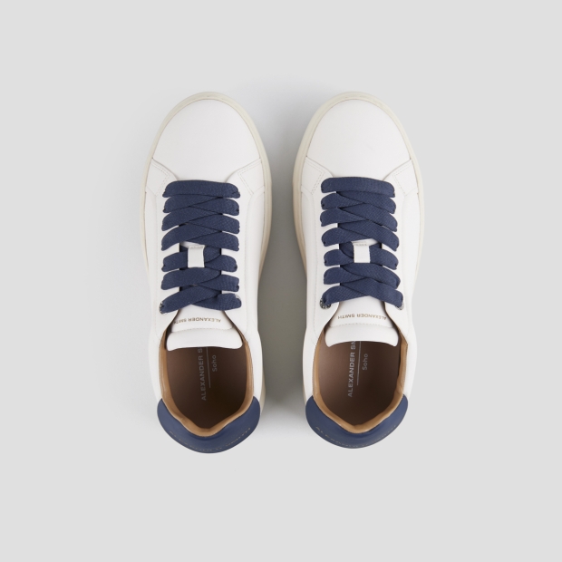 Sneakers Alexander Smith soho man in white nappa leather and blue leather back - 6