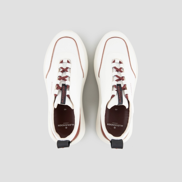 Sneakers Alexander Smith eclipse man in white leather with burgundy inserts - 6