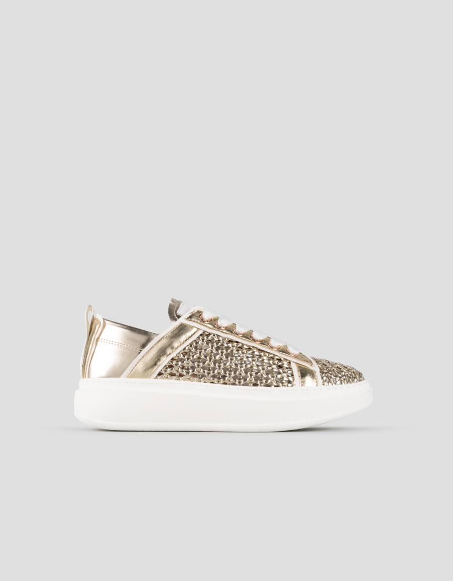 Sneakers Alexander Smith wembley woman in platinum woven leather and laminated leather back - 1