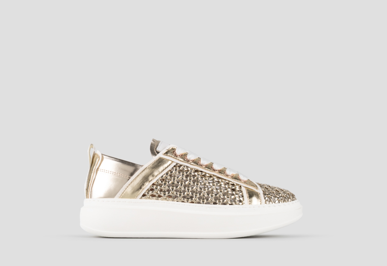Sneakers Alexander Smith wembley woman in platinum woven leather and laminated leather back - 1