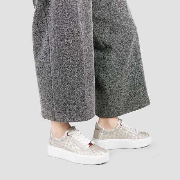 Sneakers Alexander Smith london woman in silver woven leather - 2