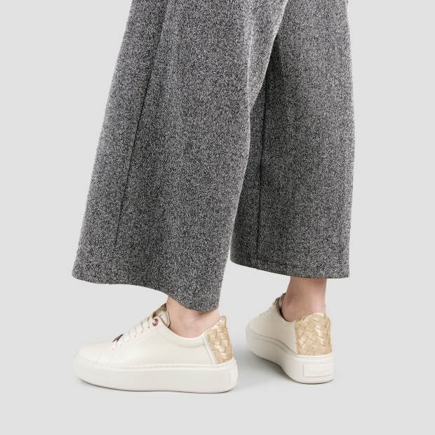 Sneakers Alexander Smith london woman in white leather and gold woven leather back - 2