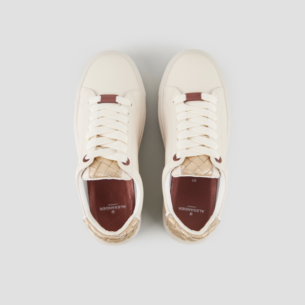 Sneakers Alexander Smith london woman in white leather and gold woven leather back - 6