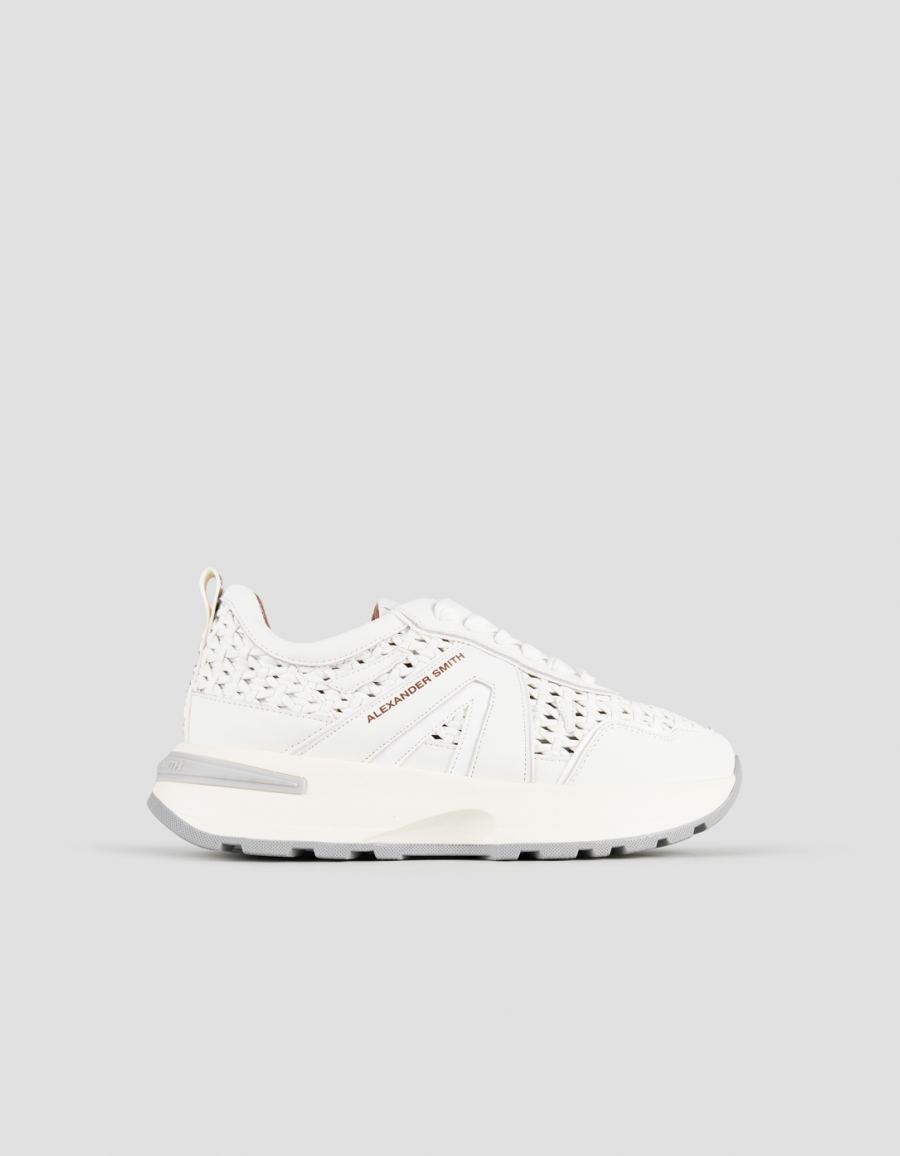 Sneakers Alexander Smith liverpool woman in white leather and woven insert - 1
