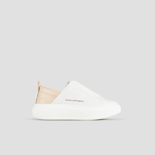 Sneakers Alexander Smith wembley slip-on woman in white leather and pink back - 1