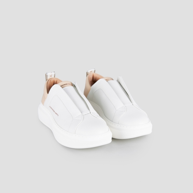 Sneakers Alexander Smith wembley slip-on woman in white leather and pink back - 3