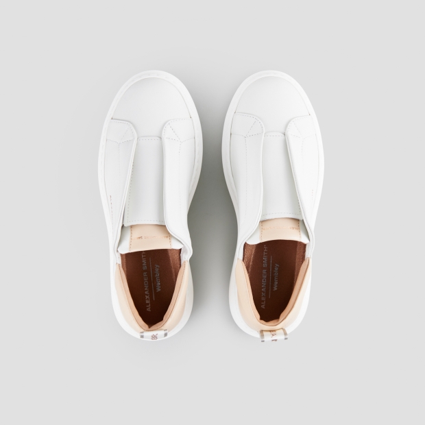 Sneakers Alexander Smith wembley slip-on woman in white leather and pink back - 5
