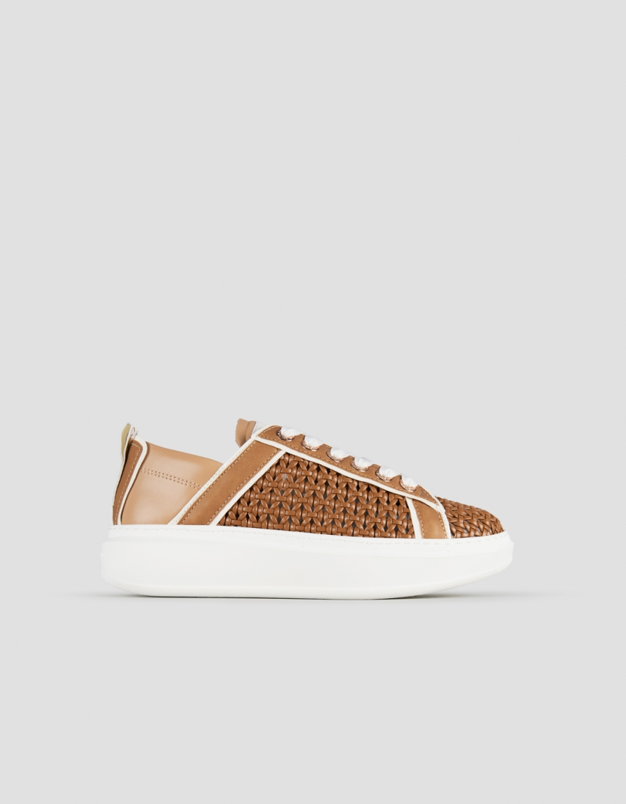 Sneakers Alexander Smith wembley woman in light brown woven leather and beige smooth leather back - 1