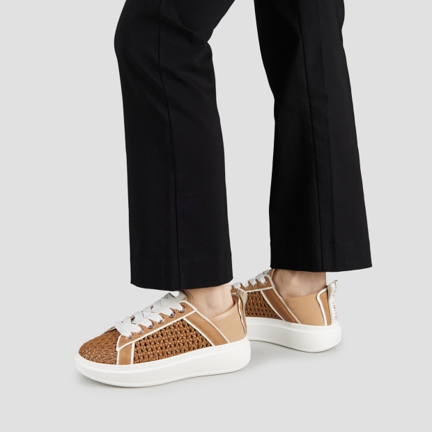 Sneakers Alexander Smith wembley woman in light brown woven leather and beige smooth leather back - 2