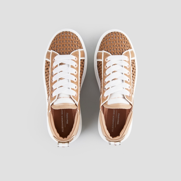Sneakers Alexander Smith wembley woman in light brown woven leather and beige smooth leather back - 6
