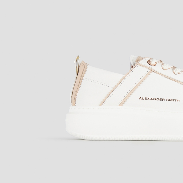 Sneakers Alexander Smith wembley woman deconstructed in white leather and light rose details - 3
