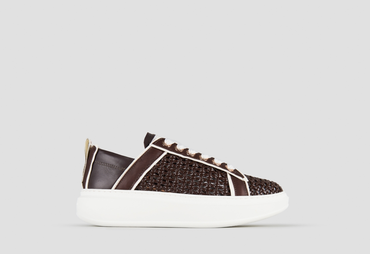 Sneakers Alexander Smith wembley woman in brown woven leather and smooth leather back - 1