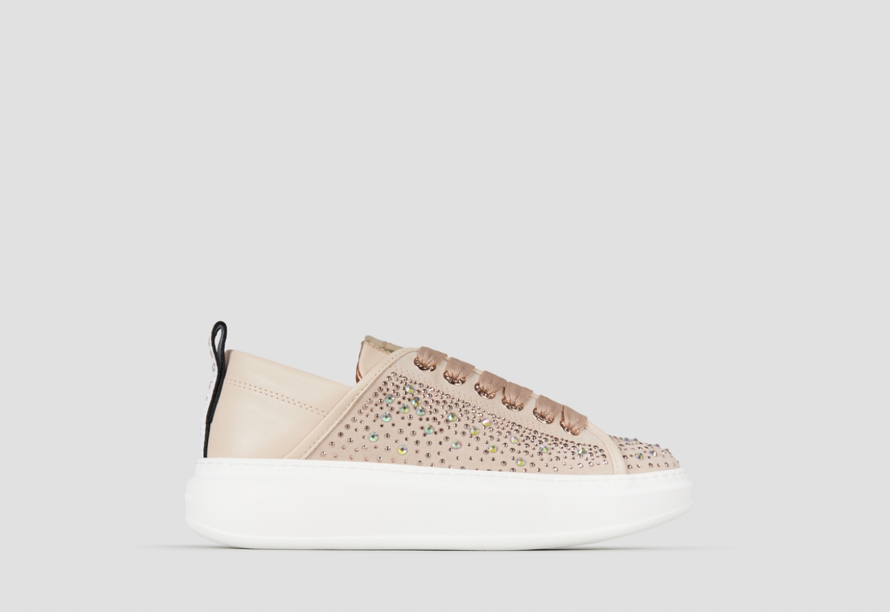 Sneakers Alexander Smith wembley woman in beige leather and rhinestones - 1