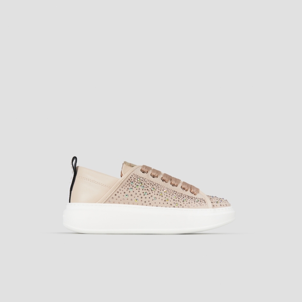 Sneakers Alexander Smith wembley woman in beige leather and rhinestones - 1