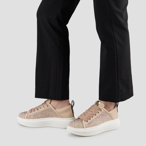 Sneakers Alexander Smith wembley woman in beige leather and rhinestones - 2