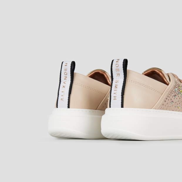 Sneakers Alexander Smith wembley woman in beige leather and rhinestones - 5