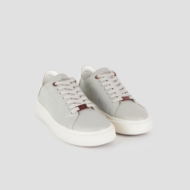 Sneakers Alexander Smith london man deconstructed in light grey tumbled leather and white back - 4