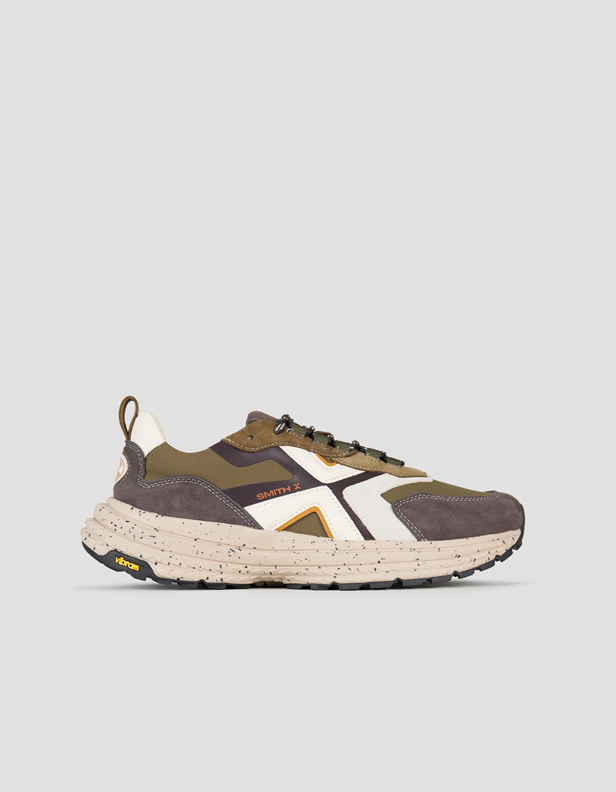 Sneakers Alexander Smith horizon man in grey suede and green ripstop with vibram sole - 1