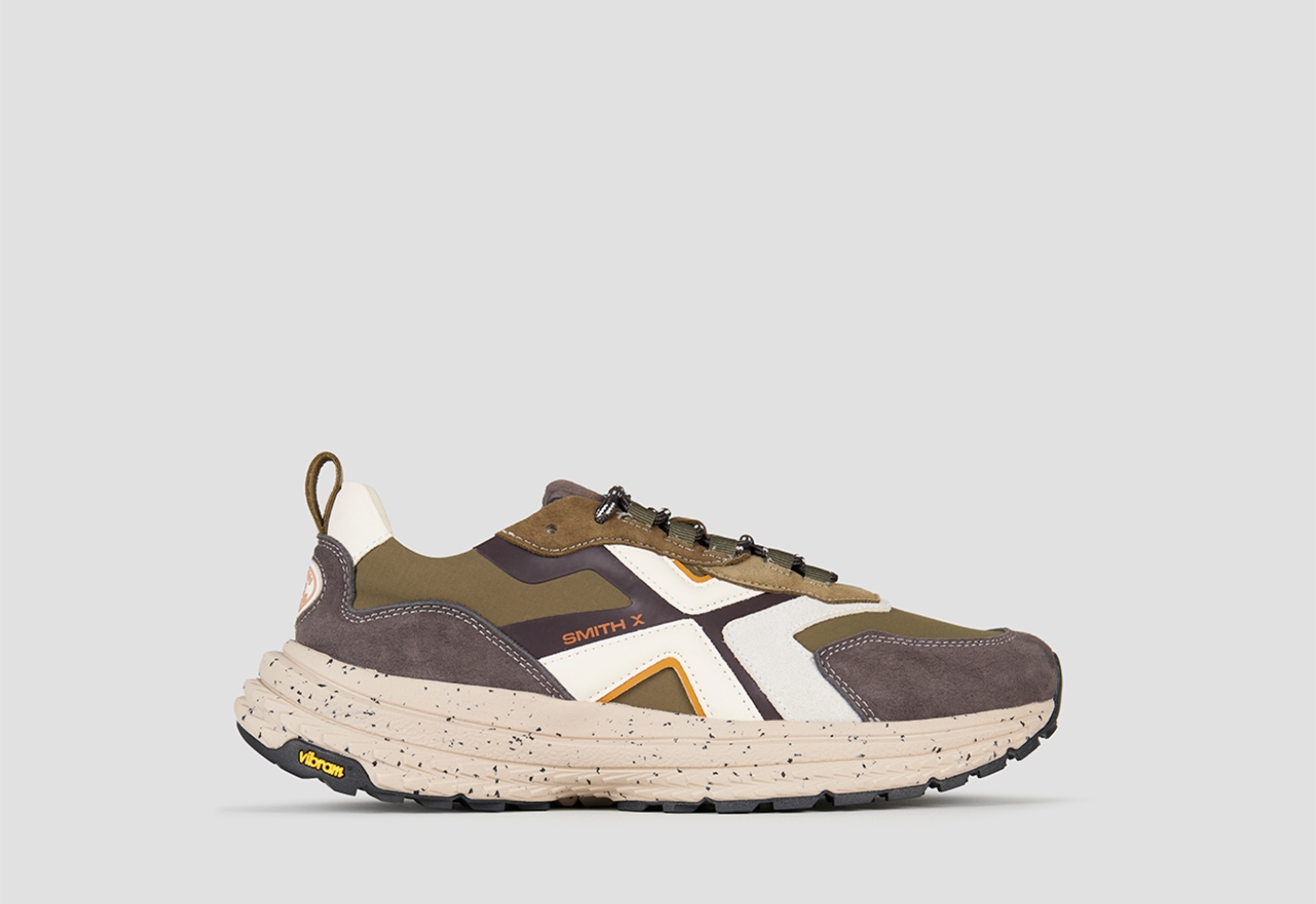 Sneakers Alexander Smith horizon man in grey suede and green ripstop with vibram sole - 1